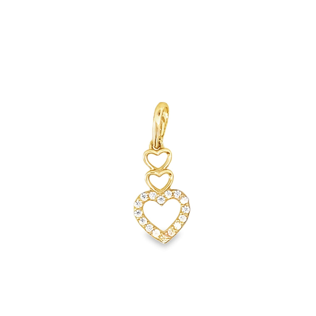 14K Yellow Gold Cz Heart Charm