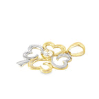 10K Two Tone Heart Cubic Zirconia Four Leaf Clover Pendant 0.6Dwt