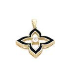 14K Yellow Gold Ladies Flower Enamel Pendant 1.7Dwt