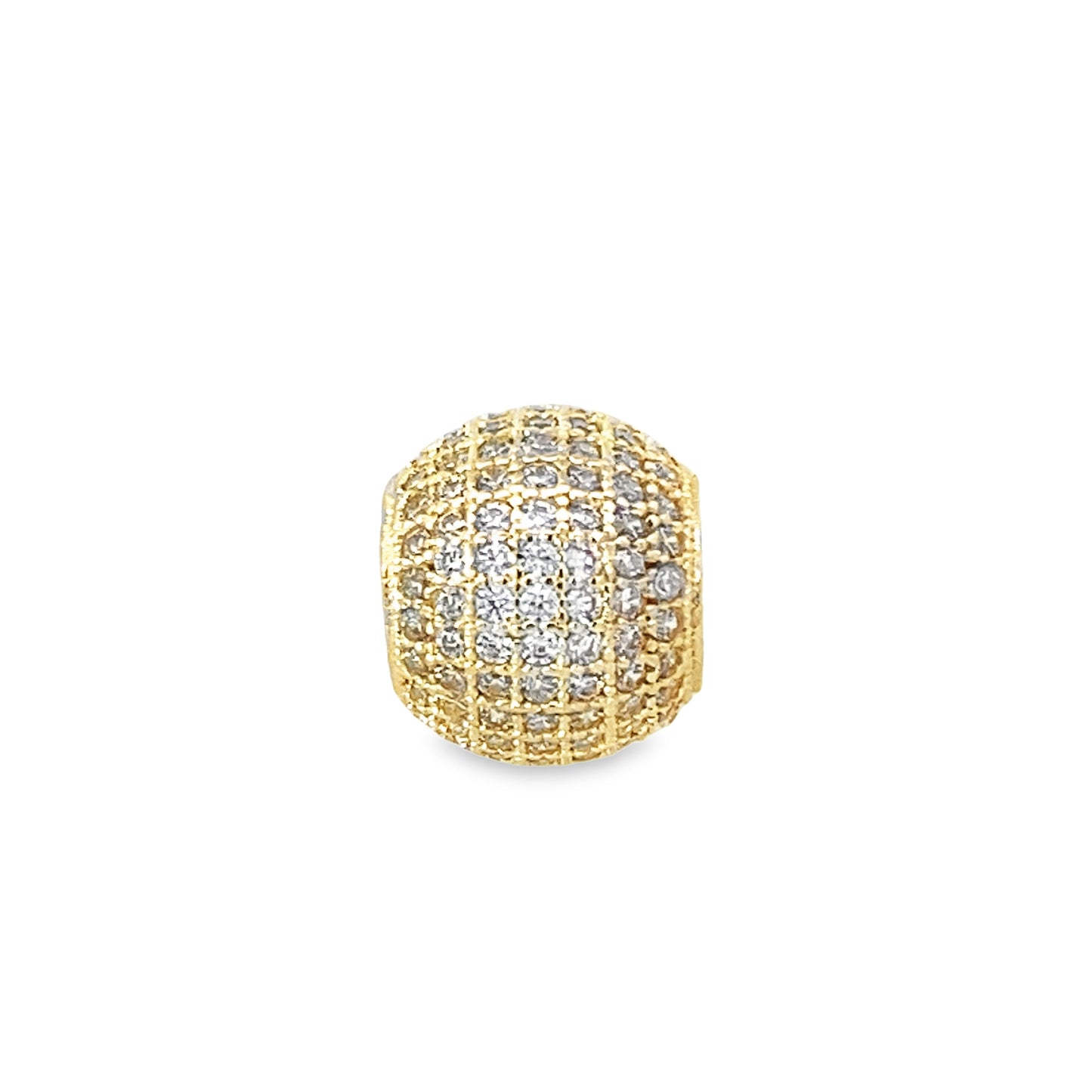 14K Yellow Gold Cz Medium Bead Pendant 1.2Dwt