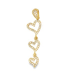 14K Yellow Gold Cz Triple Hearts Pendant 1.0Dwt