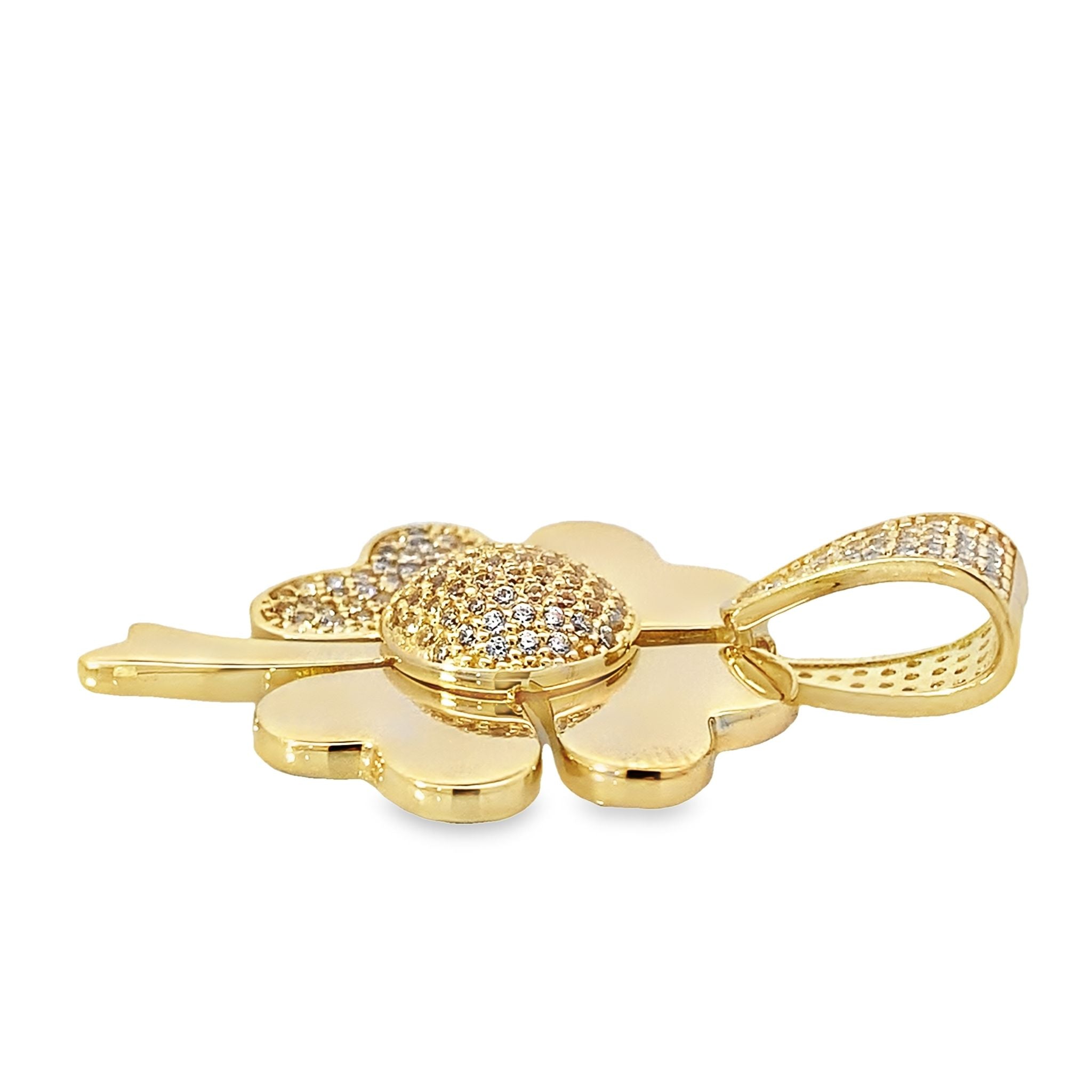 14K Yellow Gold Cz Large Flower Pendant 3.7Dwt