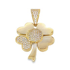 14K Yellow Gold Cz Large Flower Pendant 3.7Dwt