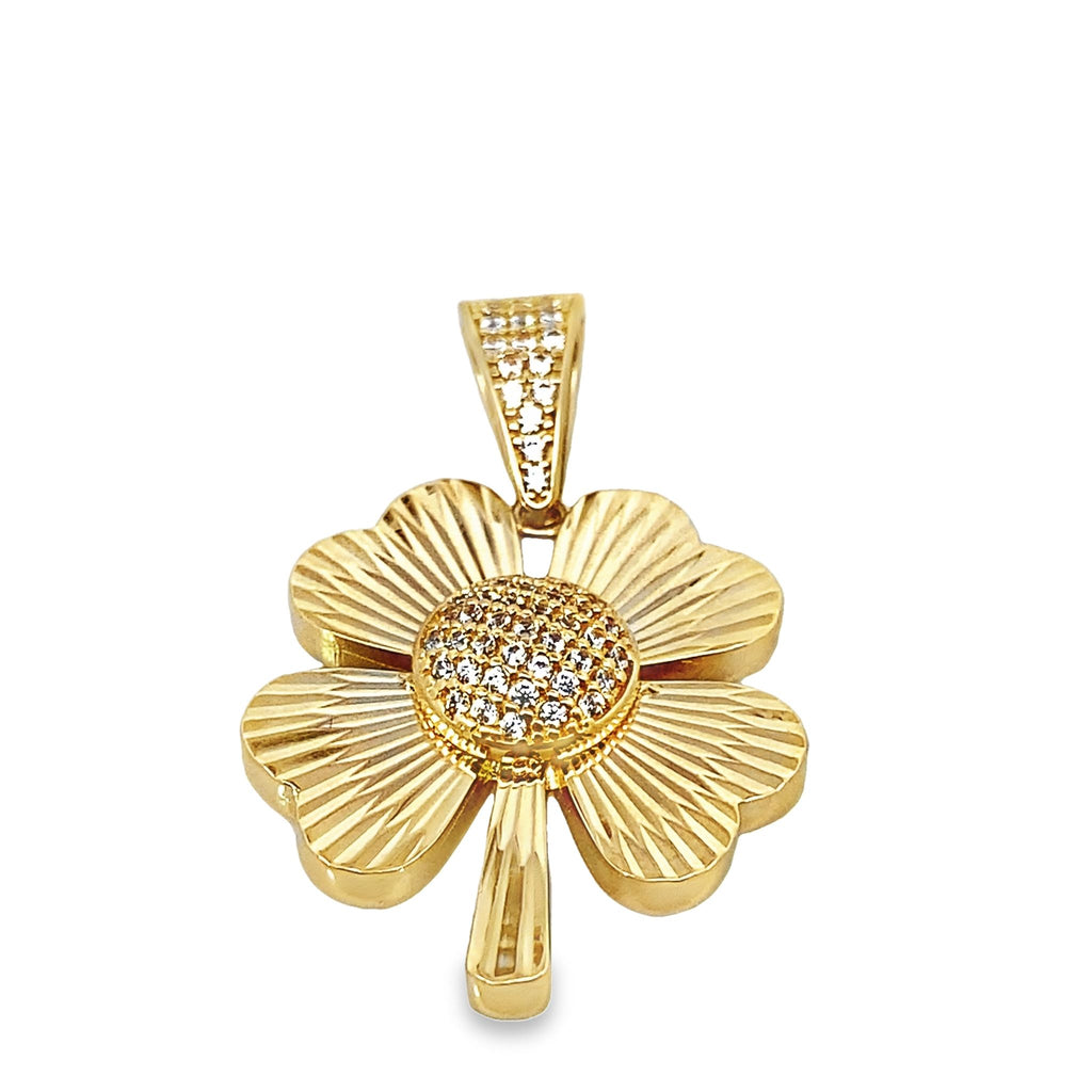 14K Yellow Gold Cz Triple Hearts Pendant 1.0Dwt