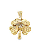 14K Yellow Gold Cz Triple Hearts Pendant 1.0Dwt