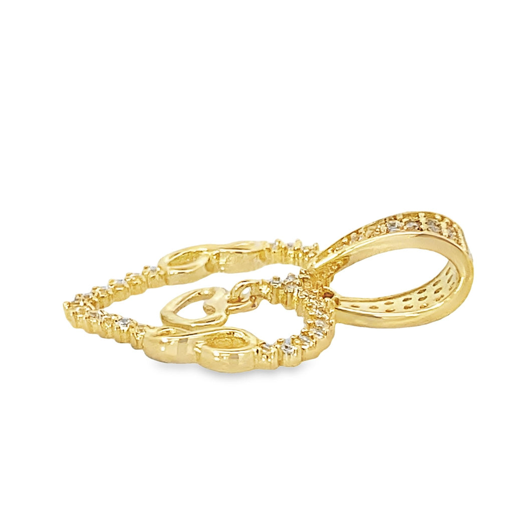 14K Yellow Gold Cz Heart Pendant 1.1Dwt