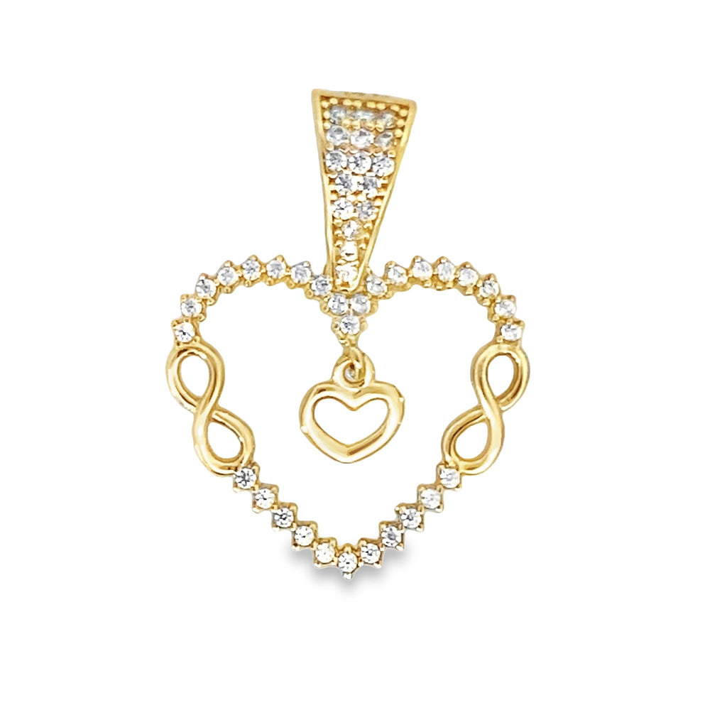14K Yellow Gold Cz Heart Pendant 1.1Dwt