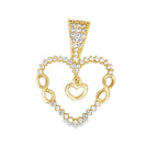 14K Yellow Gold Cz Heart Pendant 1.1Dwt