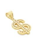 14K Yellow Gold Dollar Sign W/ Cz Pendant  1.8Dwt