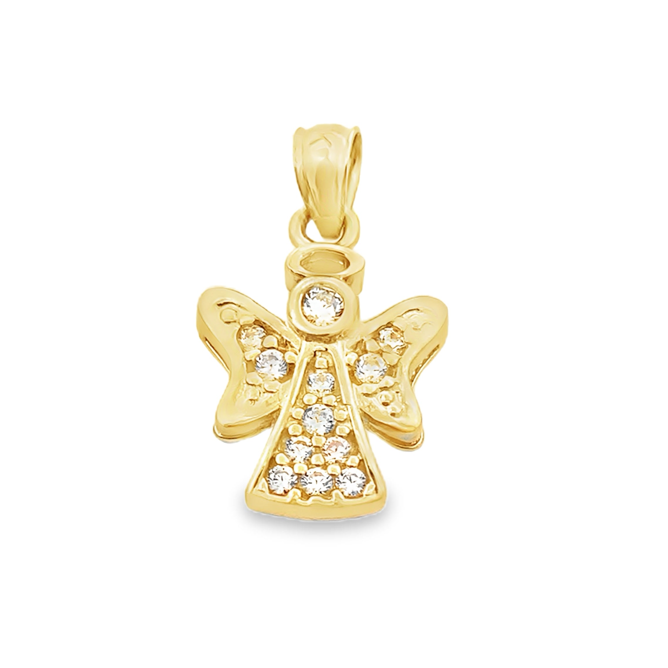 10K Yellow Gold Cz Angel Pendant 1.0Dwt