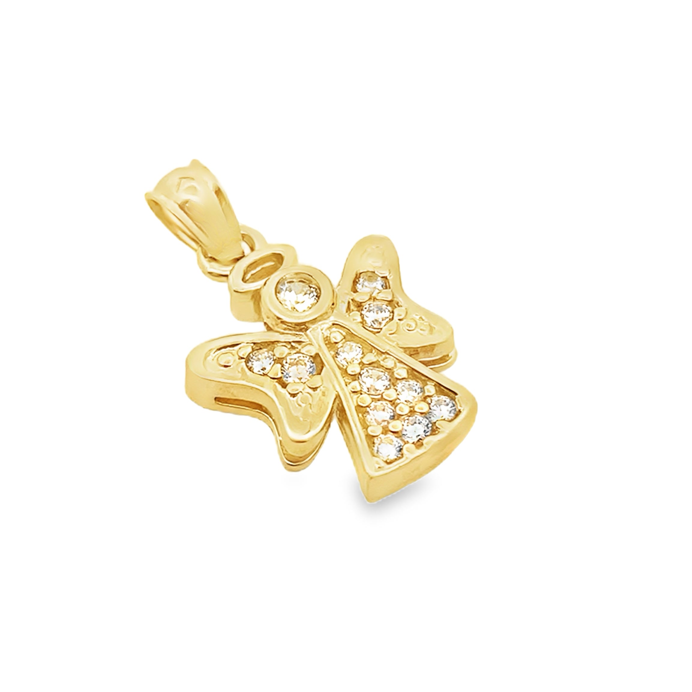 10K Yellow Gold Cz Angel Pendant 1.0Dwt