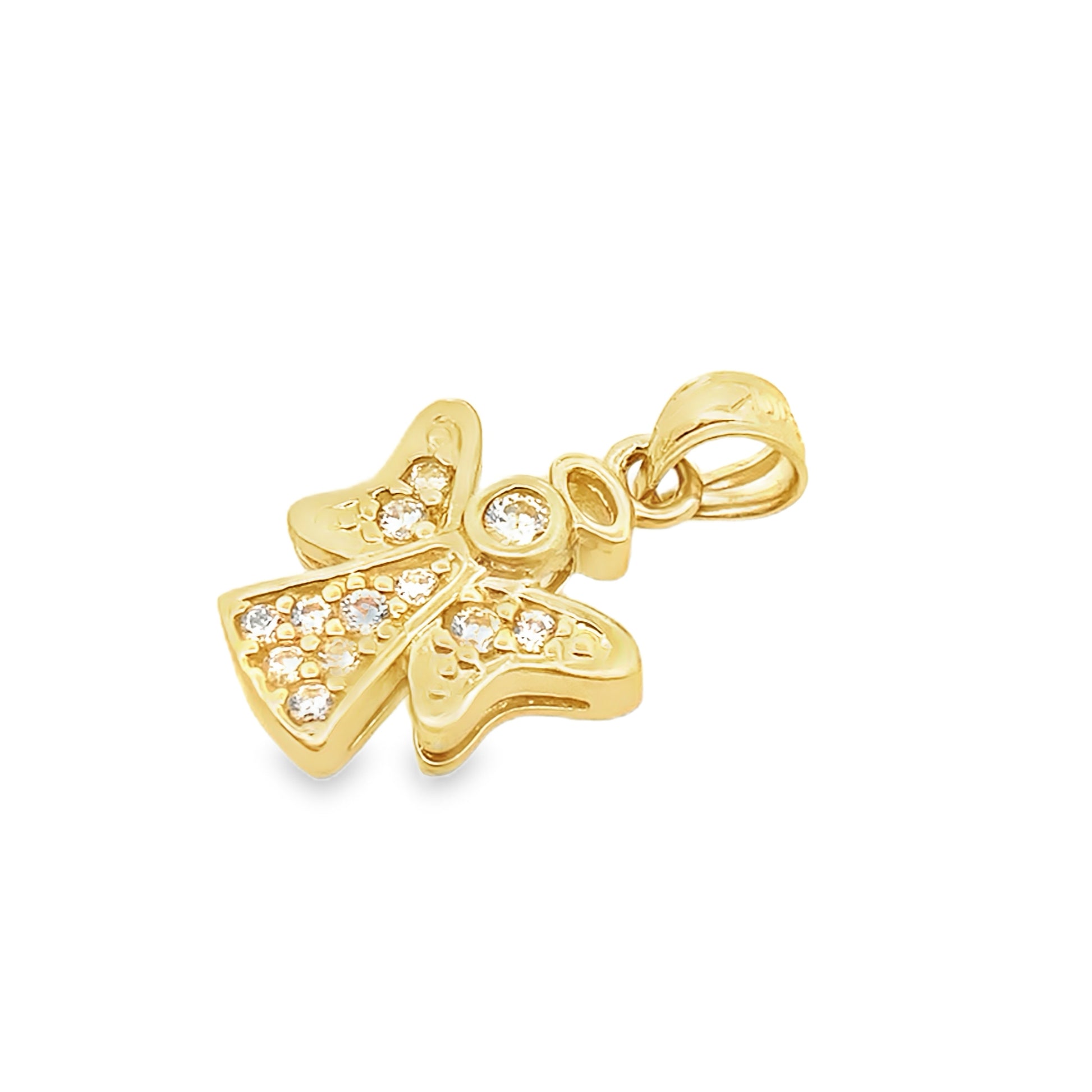 10K Yellow Gold Cz Angel Pendant 1.0Dwt