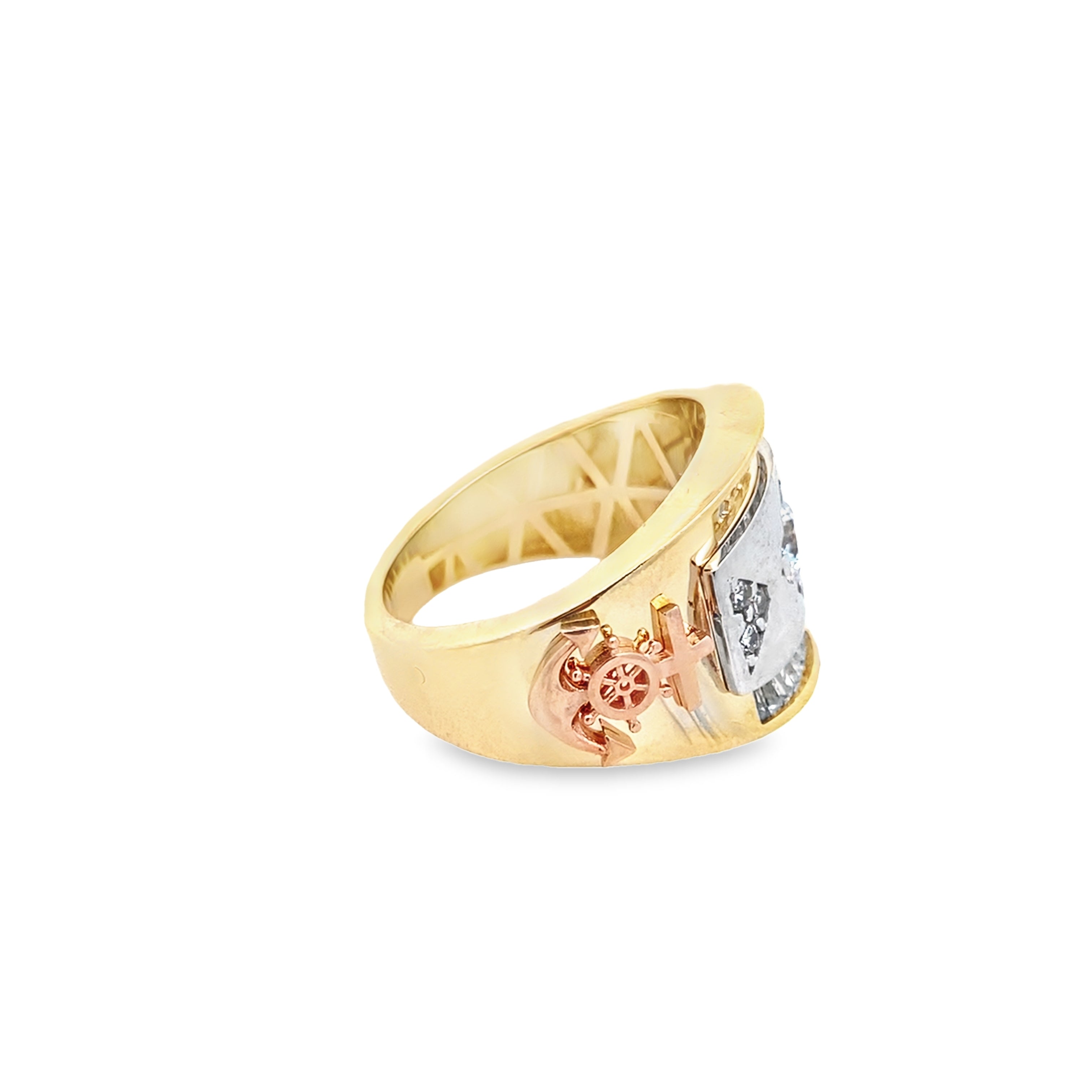 14K Tri Color Mens Cz Ring Size 10 5.0Dwt