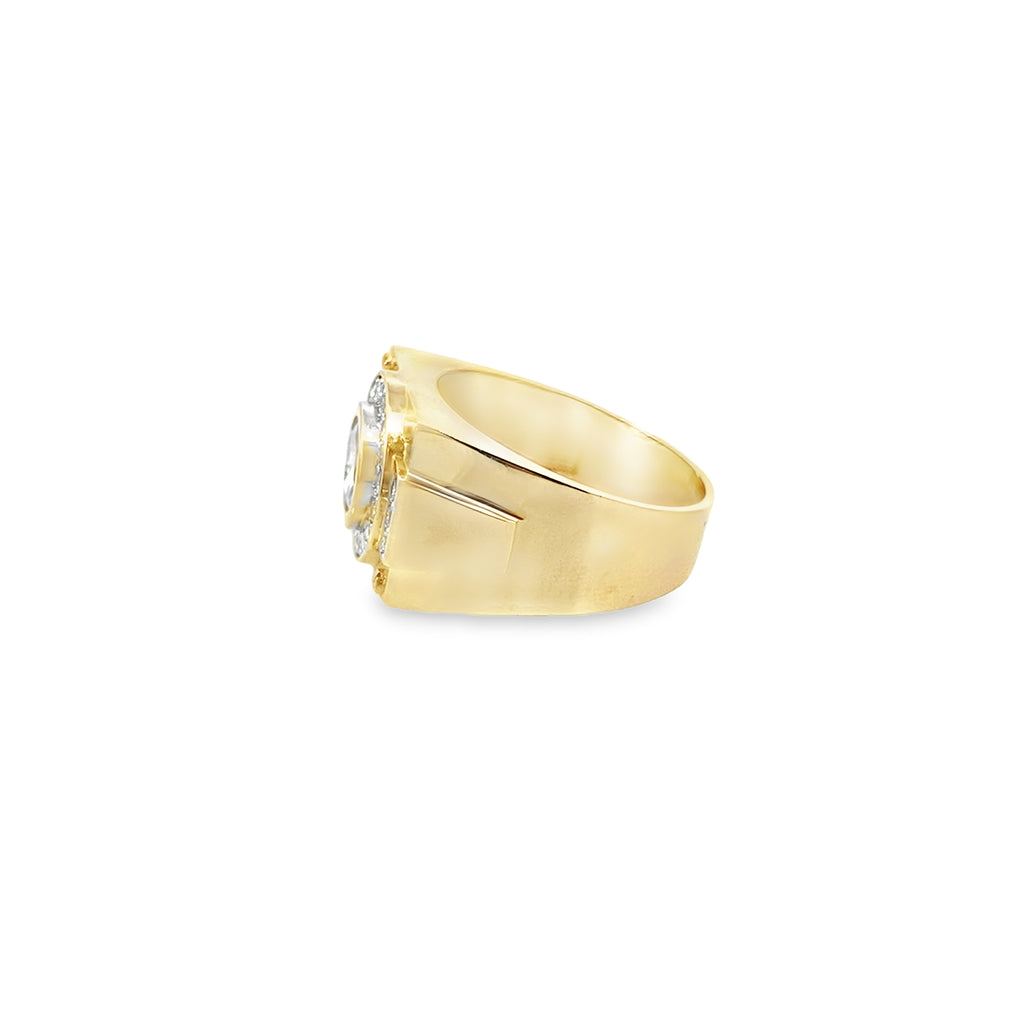 14K Yellow Gold Cz  Mens Fashion Ring Size 10 5.4Dwt