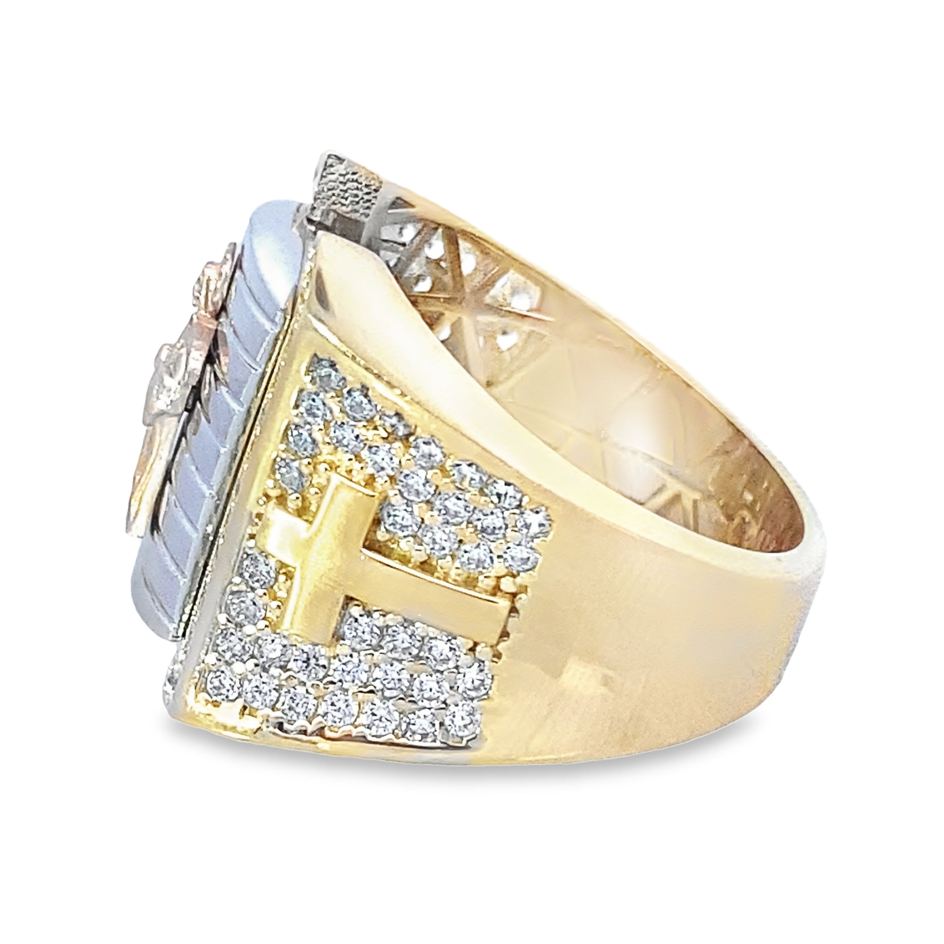 14K Tricolor Gold Saint Jude Mens Ring Size 10 5.7Dwt