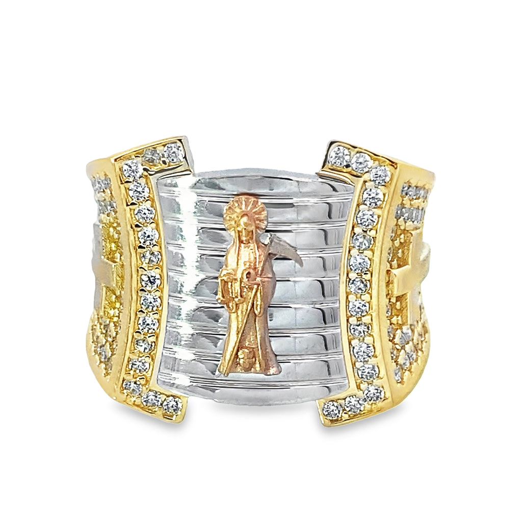 14K Tricolor Gold Saint Jude Mens Ring Size 10 5.7Dwt