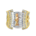 14K Tricolor Gold Saint Jude Mens Ring Size 10 5.7Dwt