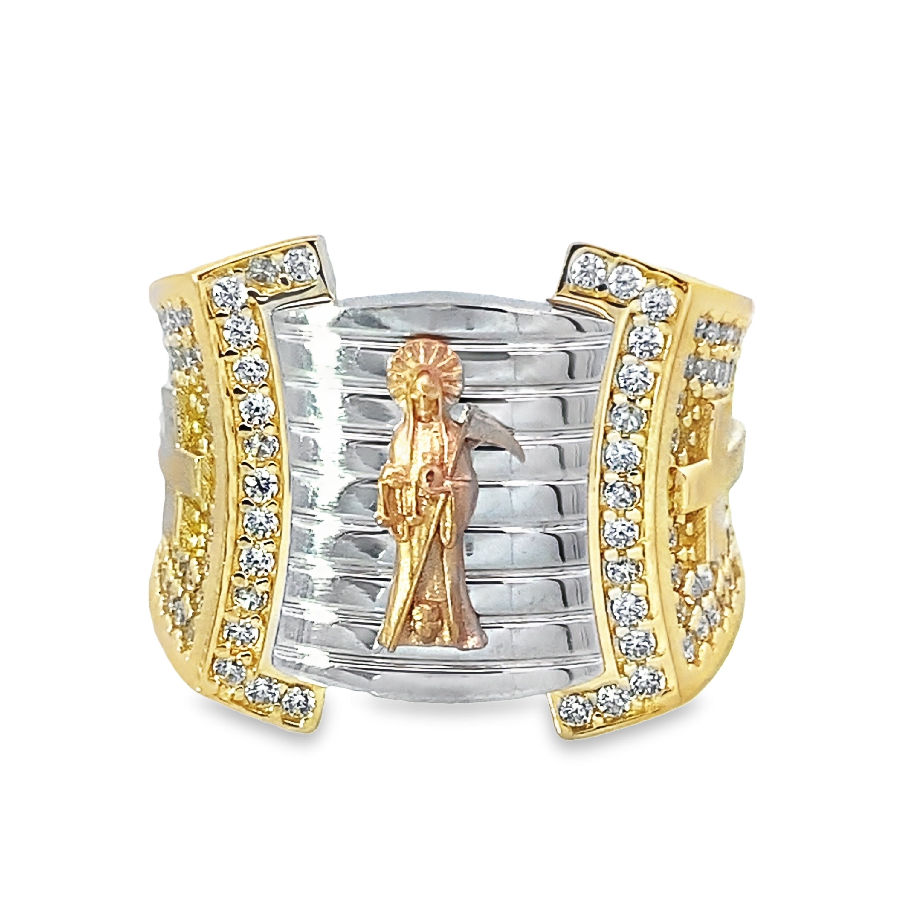 14K Tricolor Gold Saint Jude Mens Ring Size 10 5.7Dwt