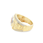 14K Tricolor Gold Cz Crown Style Mens Ring Size 10 4.6Dwt