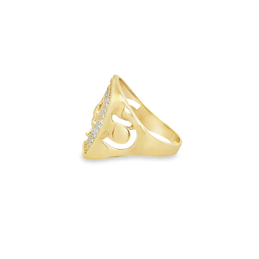 14K Yellow Gold Cz Horseshoe Style Fashion Mns Ring Size 11 3.9Dwt