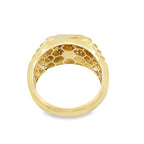 10K Yellow Gold Mens  Cz Caridad Del Cobre  Ring Size 11 3.1Dwt