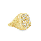 14K Yellow Gold Cz Square Rosetta Mens Ring Size 10 4.5Dwt