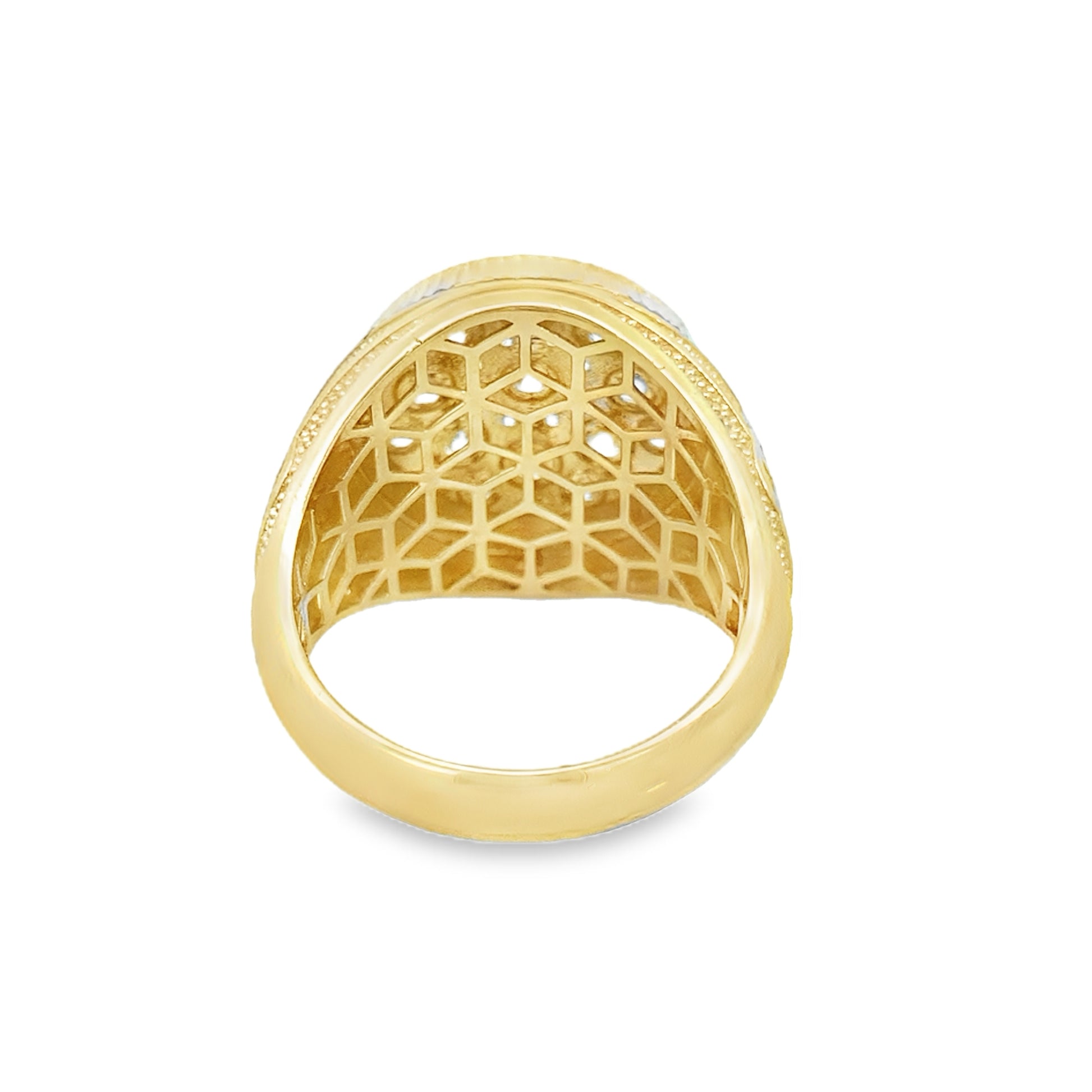14K Yellow Gold Cz  Rosetta Mens Ring Size 10 4.9Dwt