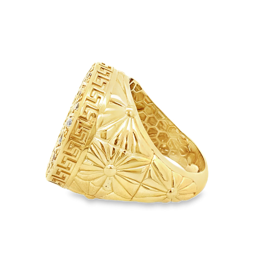 10K Yellow Gold Cz Rosetta Mens Ring Size 11 11.7Dwt