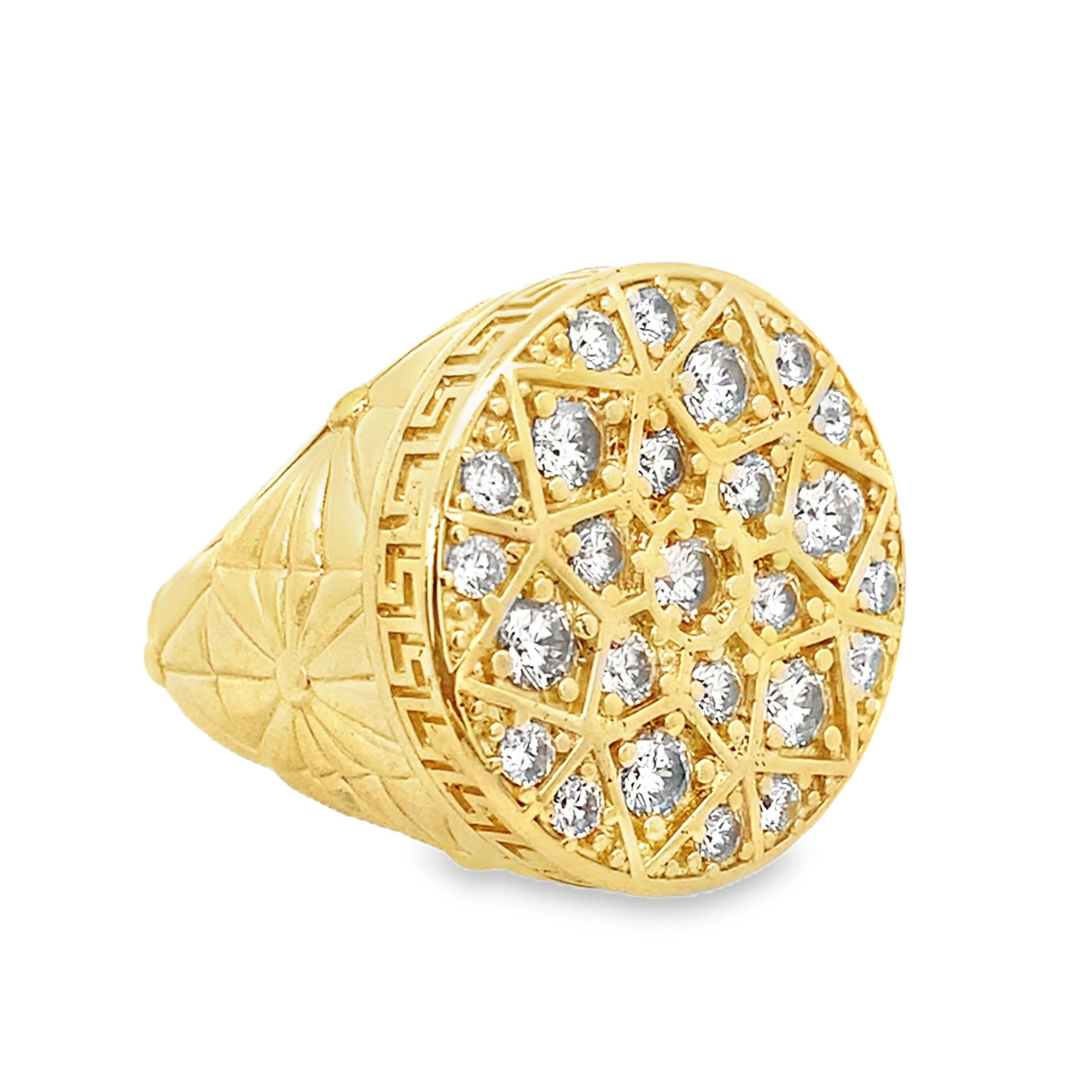 10K Yellow Gold Cz Rosetta Mens Ring Size 11 11.7Dwt