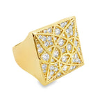10K Yellow Gold Cz Square Rosetta Mens Ring Size 10 4.7Dwt