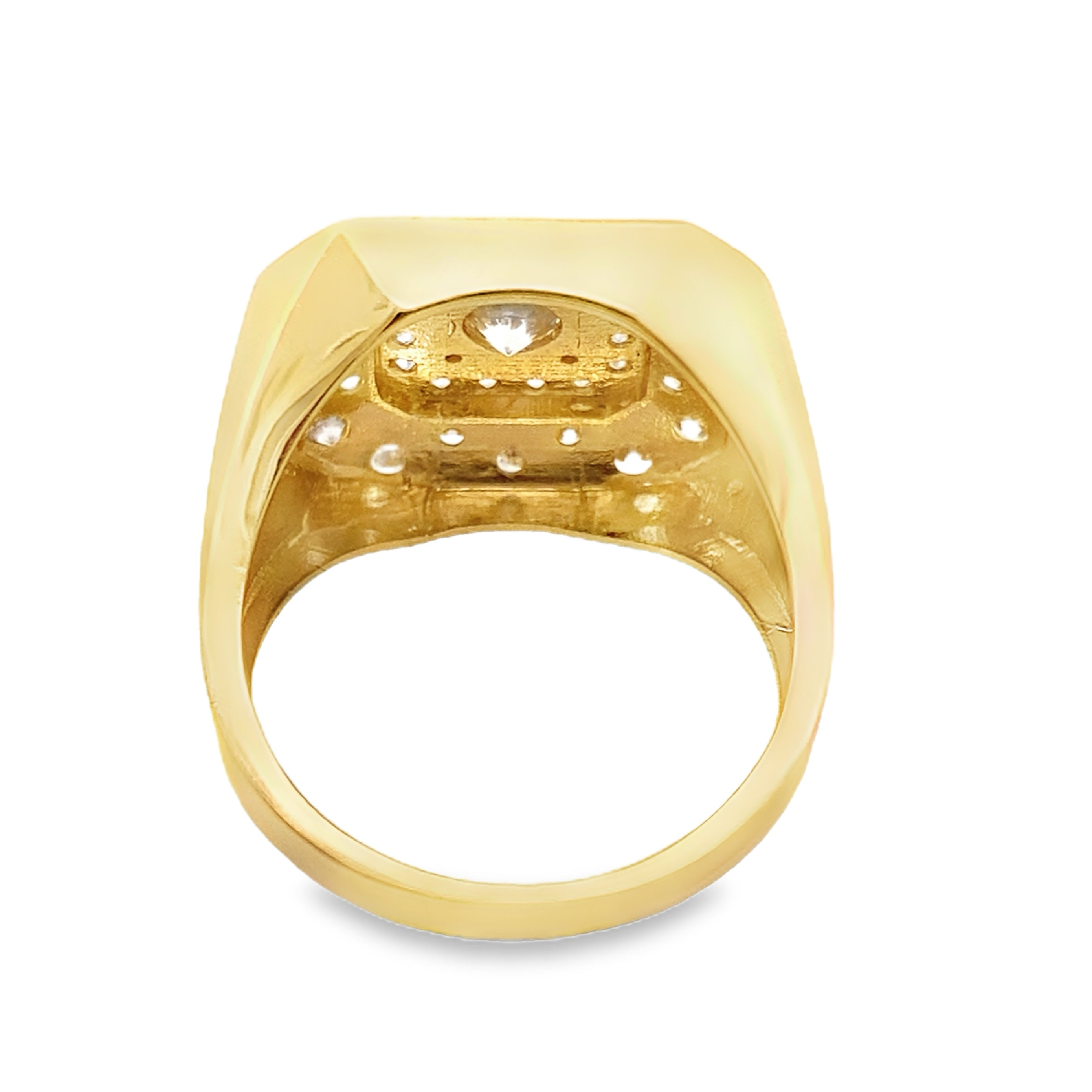 10K Yellow Gold Cz Square Rosetta Mens Ring Size 10 5.3Dwt