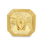 10K Yellow Gold Square Medusa Style Fashion Mens Ring Size 12 7.4Dwt