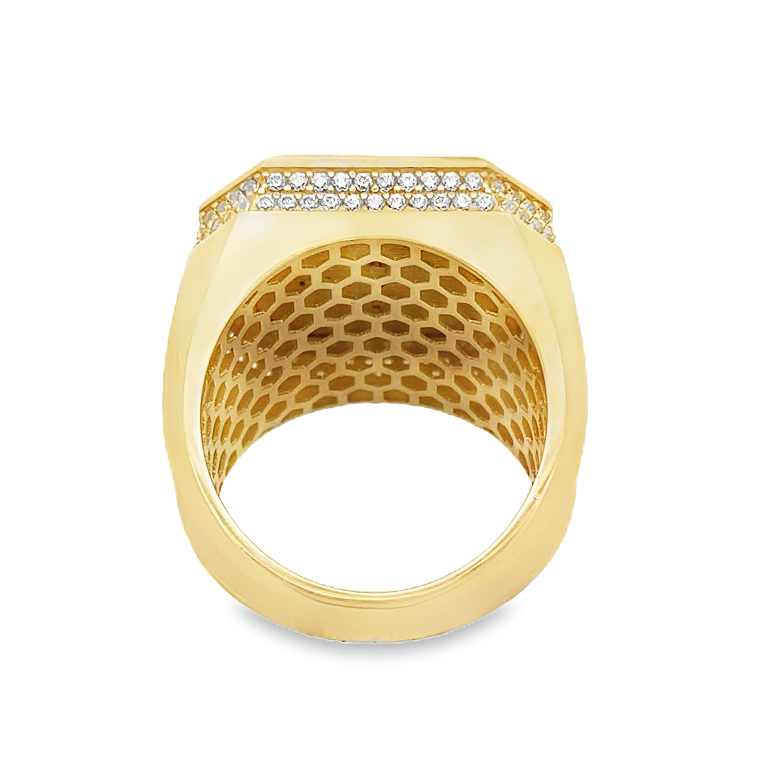10K Yellow Gold Square Medusa Style Fashion Mens Ring Size 12 7.4Dwt