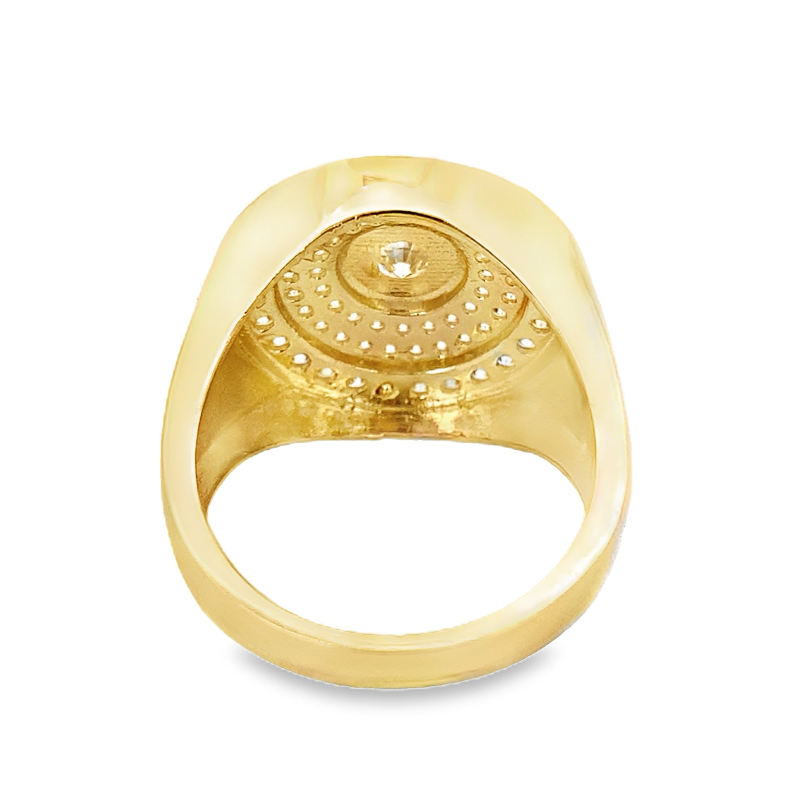 10K Yellow Gold Cz Round Cut Fashion Mens Ring Size 10 5.2Dwt