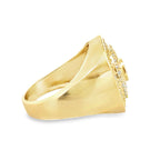 10K Yellow Gold Cz Round Cut Fashion Mens Ring Size 10 5.2Dwt