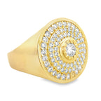 10K Yellow Gold Cz Round Cut Fashion Mens Ring Size 10 5.2Dwt