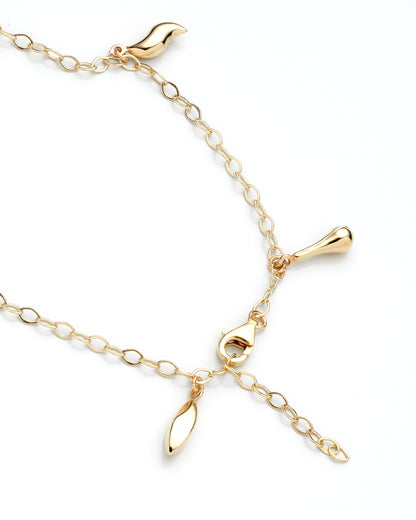 10K Yellow Gold Dolphin & Heart Charm Anklet 10In 1.7Dwt