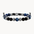 Bulova Classic Bolo Bracelet Stainless Steel With Black Cord W/ Blue Tigers Eye Onyx & Hematite (Bvb1072-Nstbtrmahe)