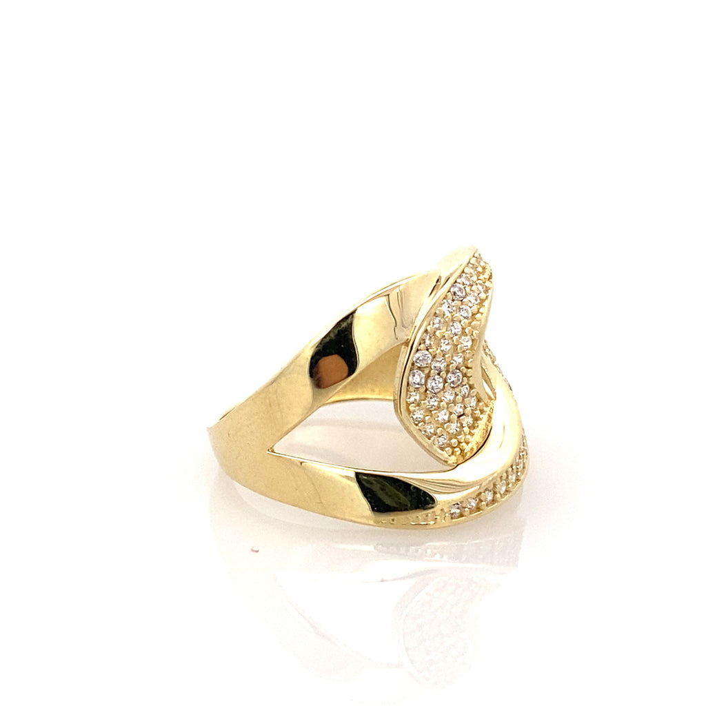 10K Yellow Gold Ladies Cz Fashion Ring Size 7