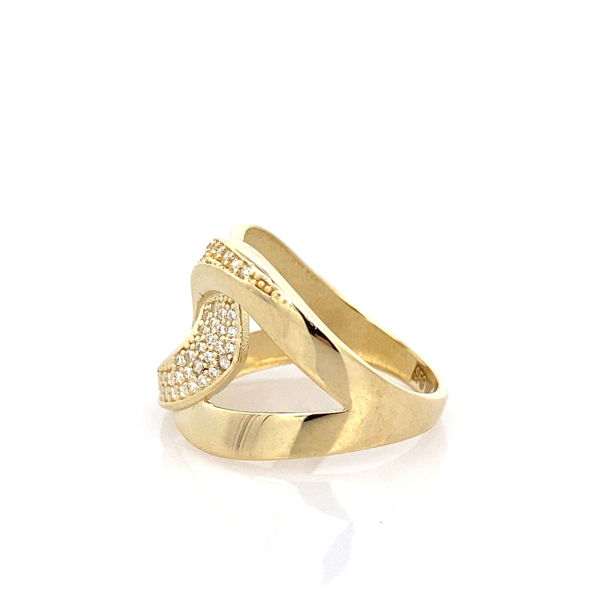 10K Yellow Gold Ladies Cz Fashion Ring Size 7