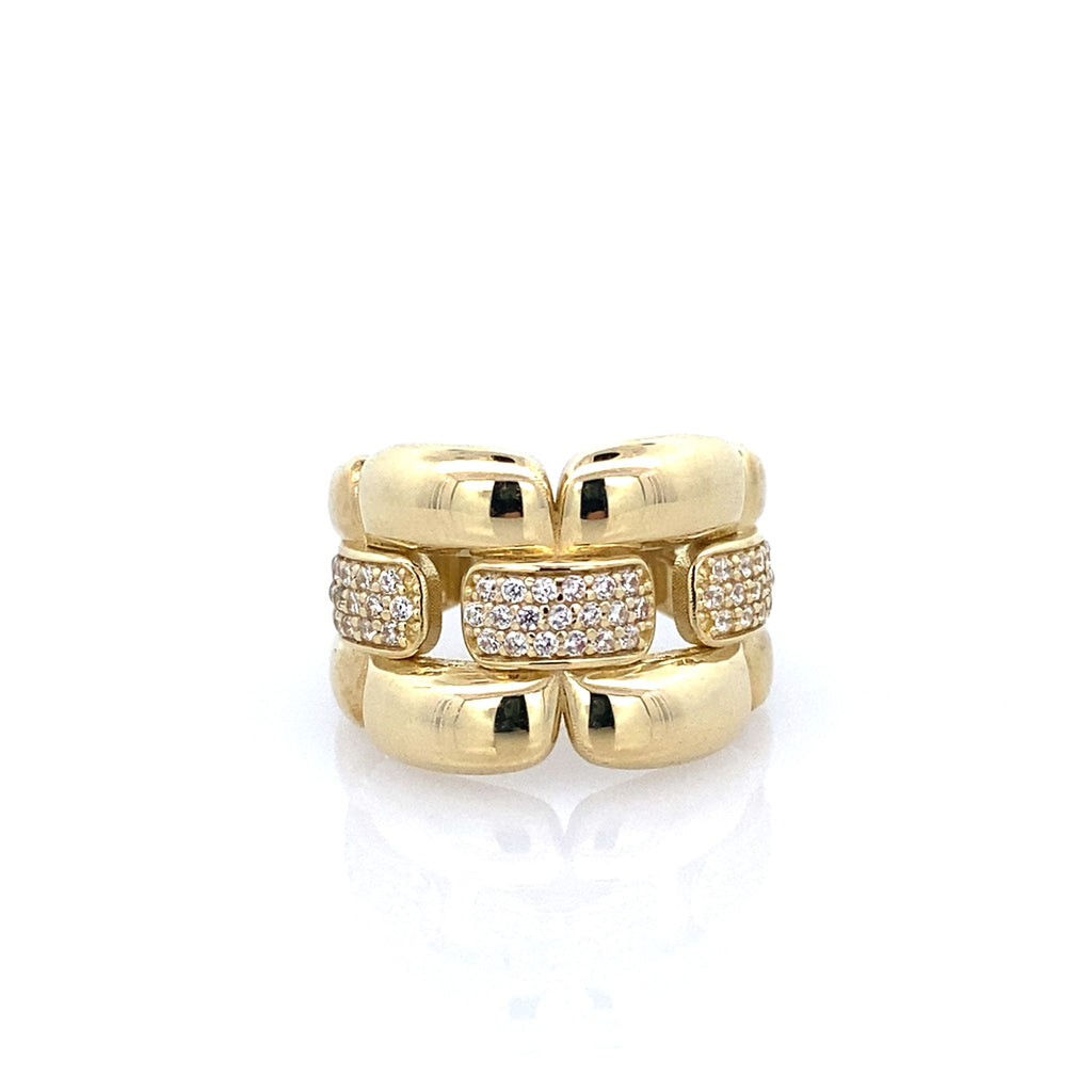 10K Yellow Gold Ladies Cz Fashion Ring Size 7