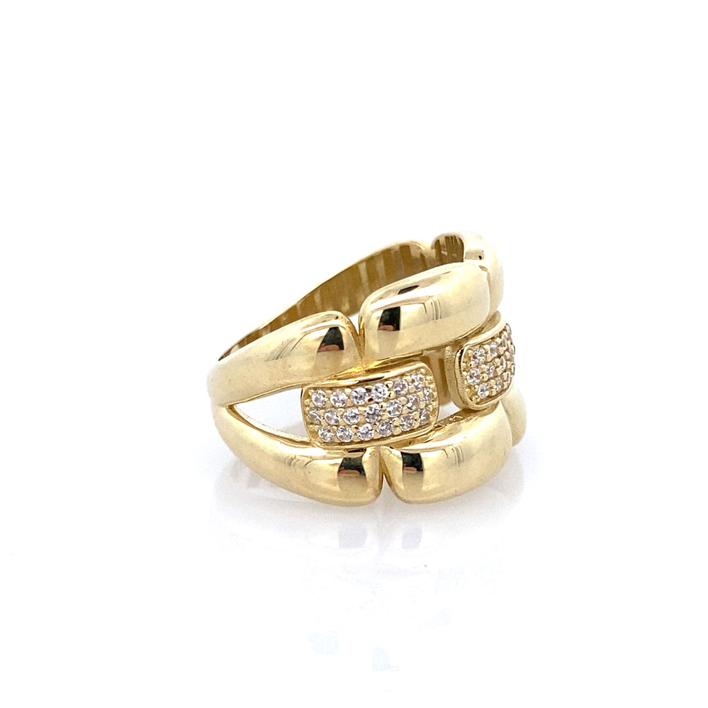 10K Yellow Gold Ladies Cz Fashion Ring Size 7
