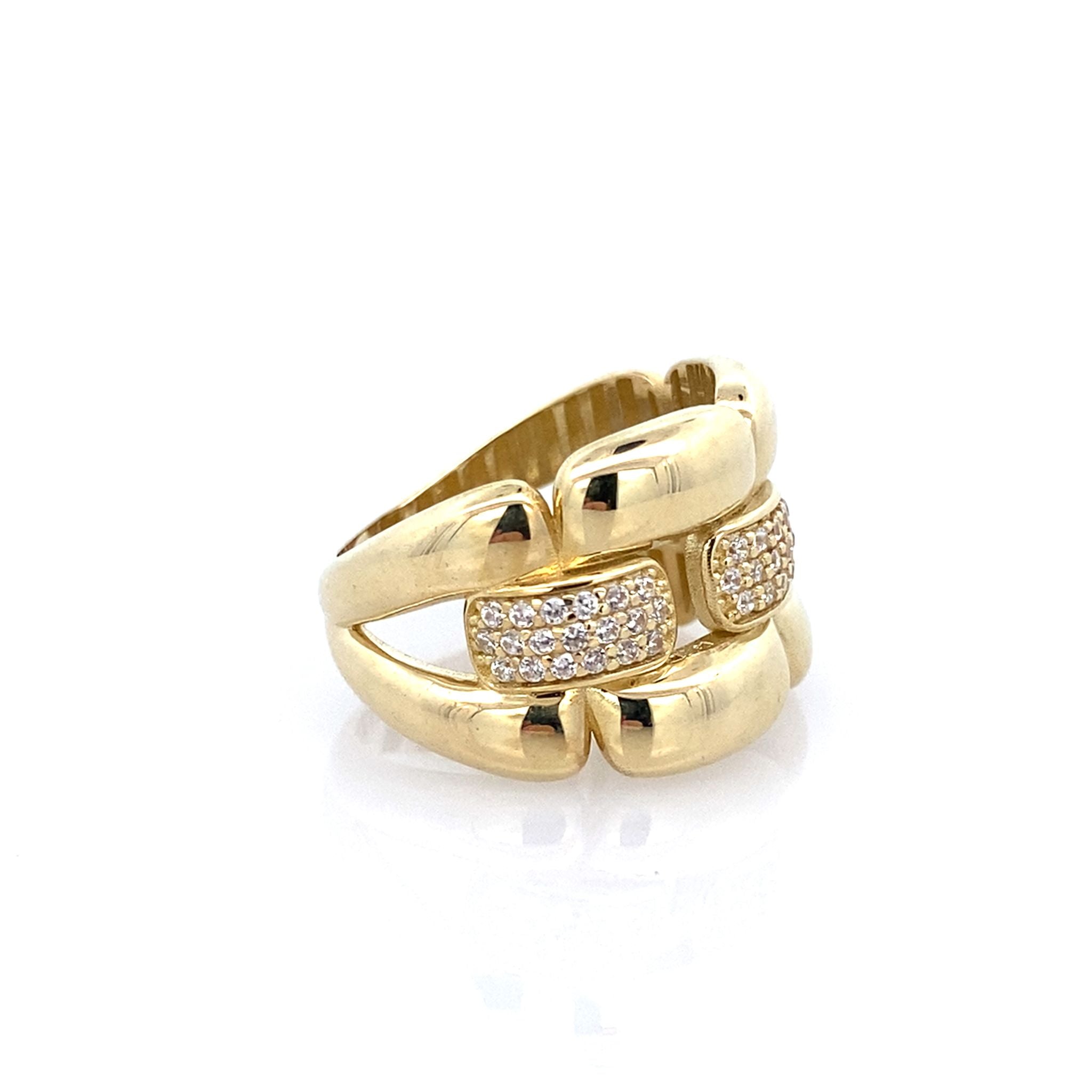 10K Yellow Gold Ladies Cz Fashion Ring Size 7