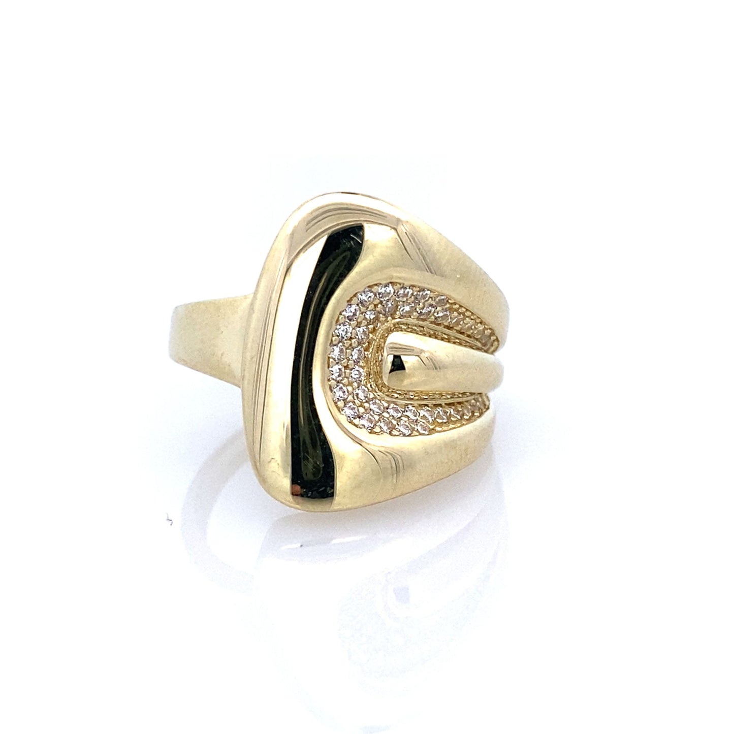 10K Yellow Gold Ladies Cz Fashion Ring Size 7.5