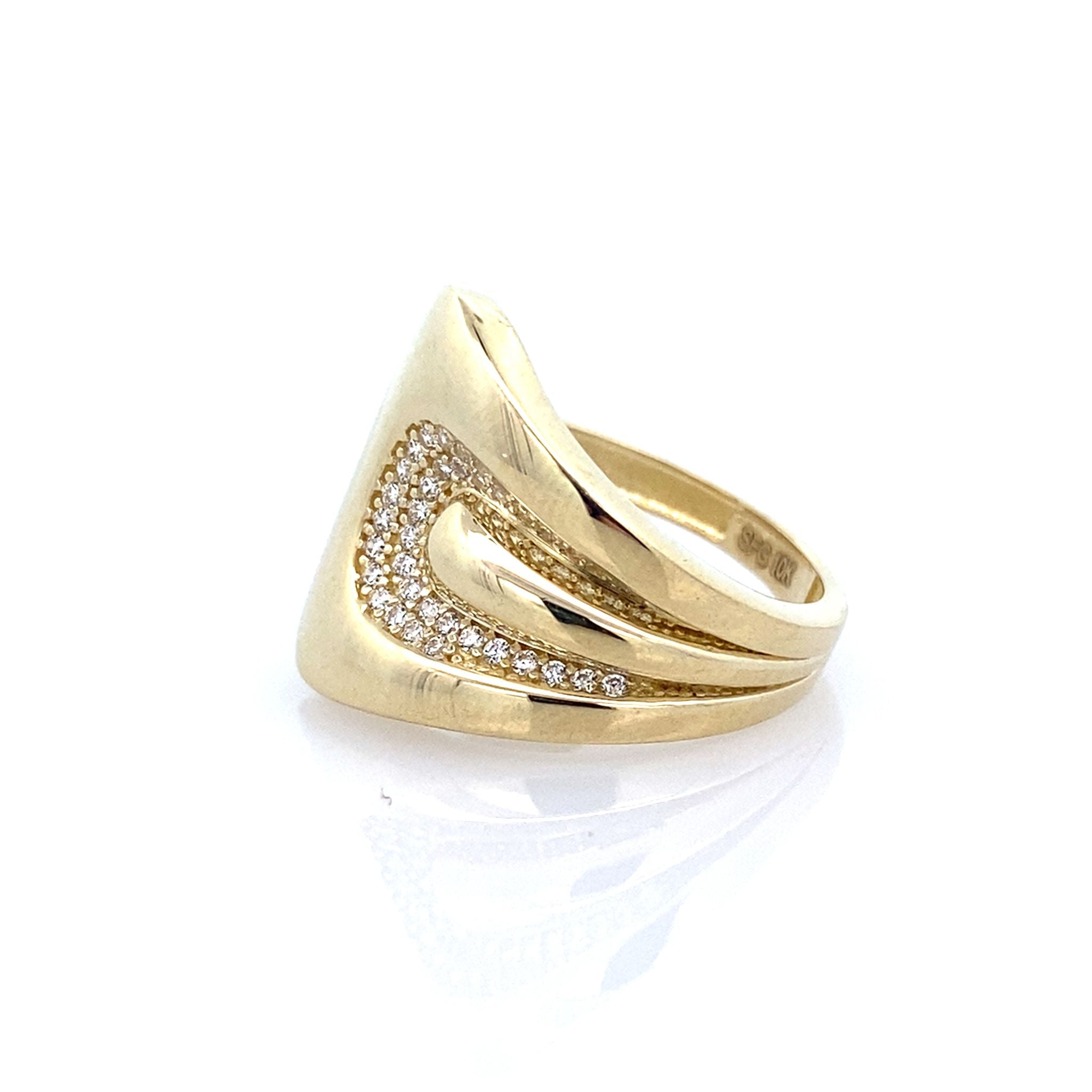10K Yellow Gold Ladies Cz Fashion Ring Size 7.5