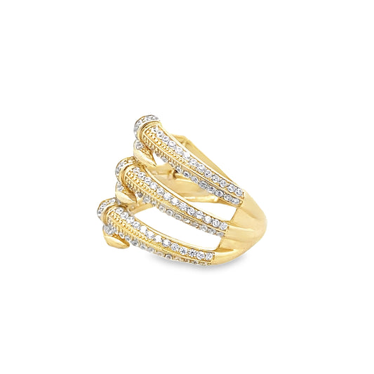 14K Yellow Gold  Cz Fashion Ring Size 7 3.1Dwt