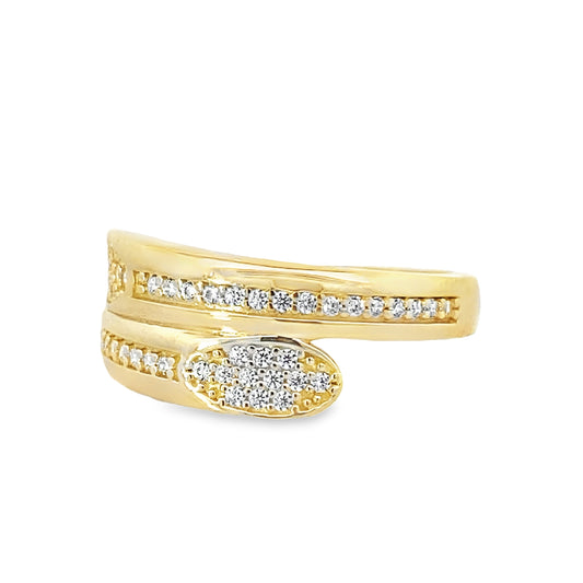 10K Yellow Gold Ladies Cubic Zirconia Bypass Ring Size 7 1.5Dwt
