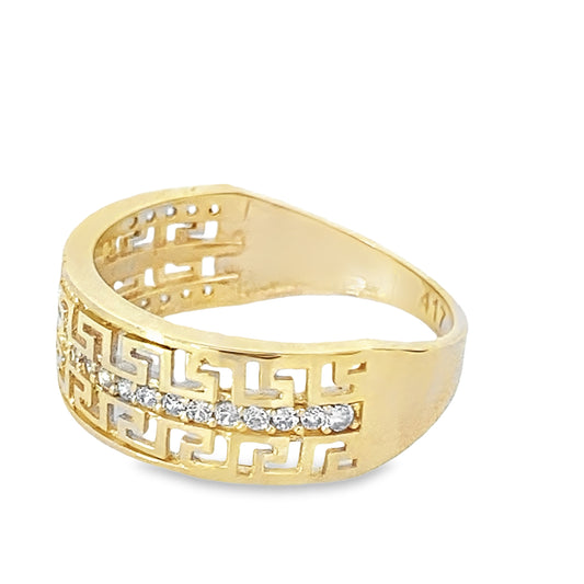 10K Yellow Gold Ladies Greek Key Ring Size 6 1.2Dwt