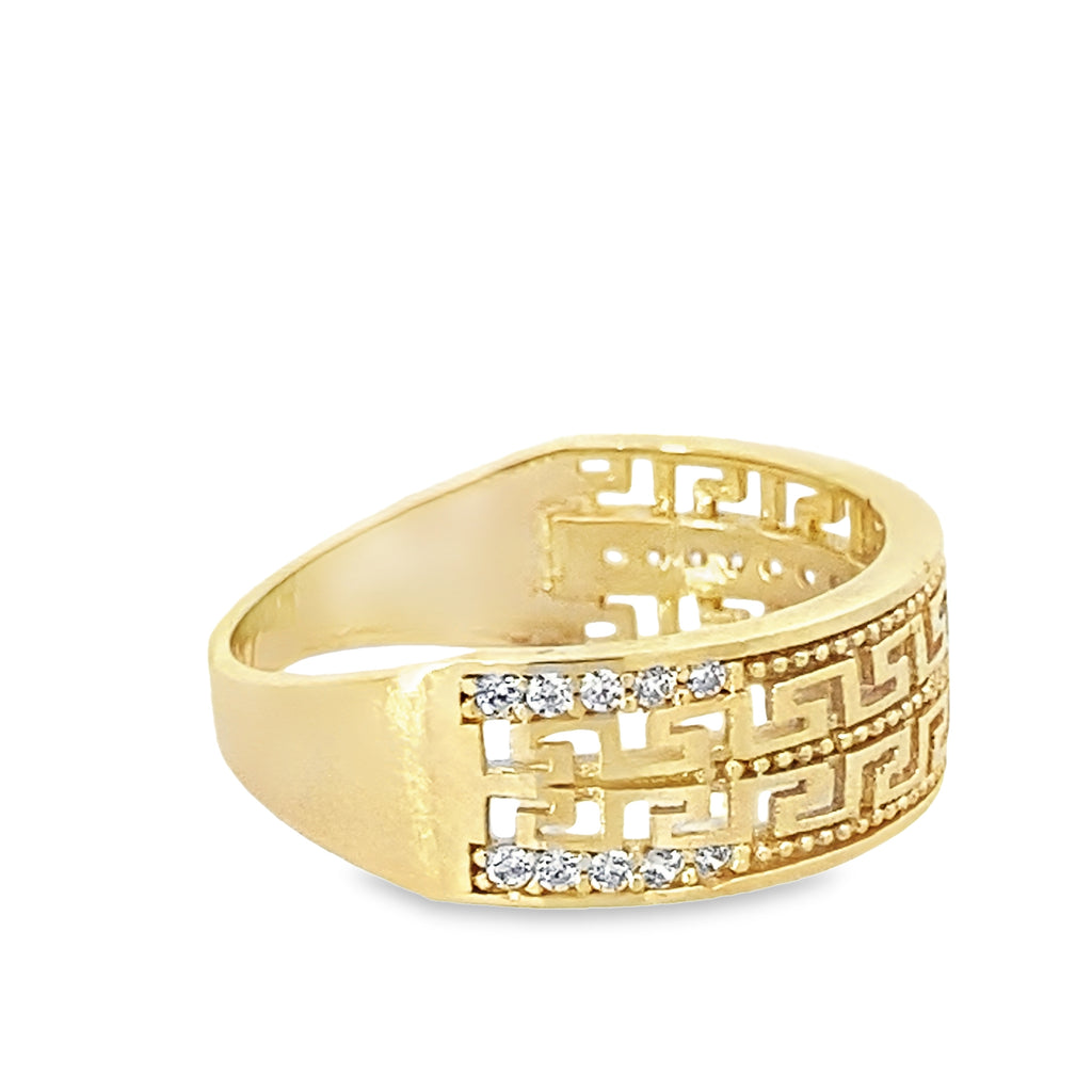 10K Yellow Gold Ladies Greek Key Ring Size 6 1.2Dwt