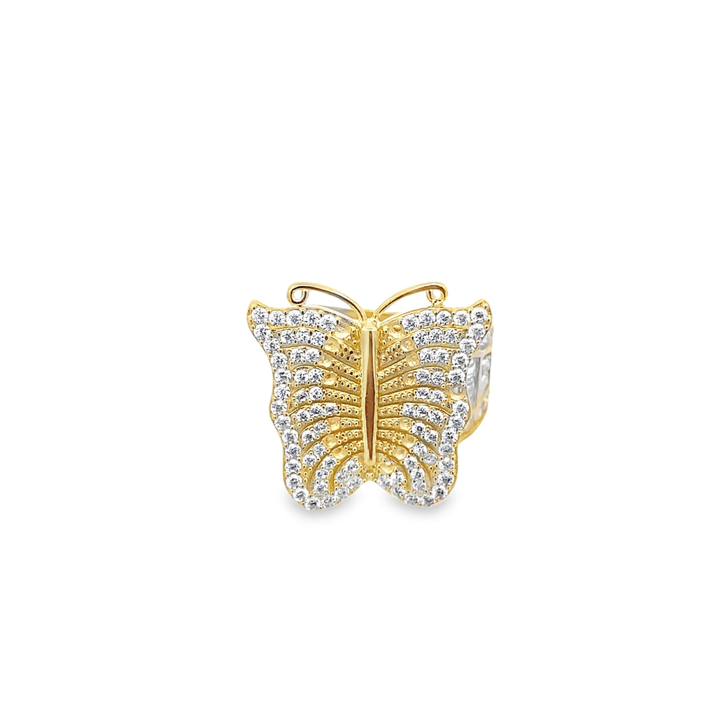 14K Yellow Gold Ladies Cz Butterfly Ring Size 7.5 4.3Dwt